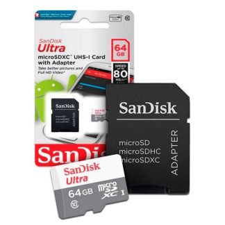 Micro Sd 64gb c/adap clase10 Sandisk